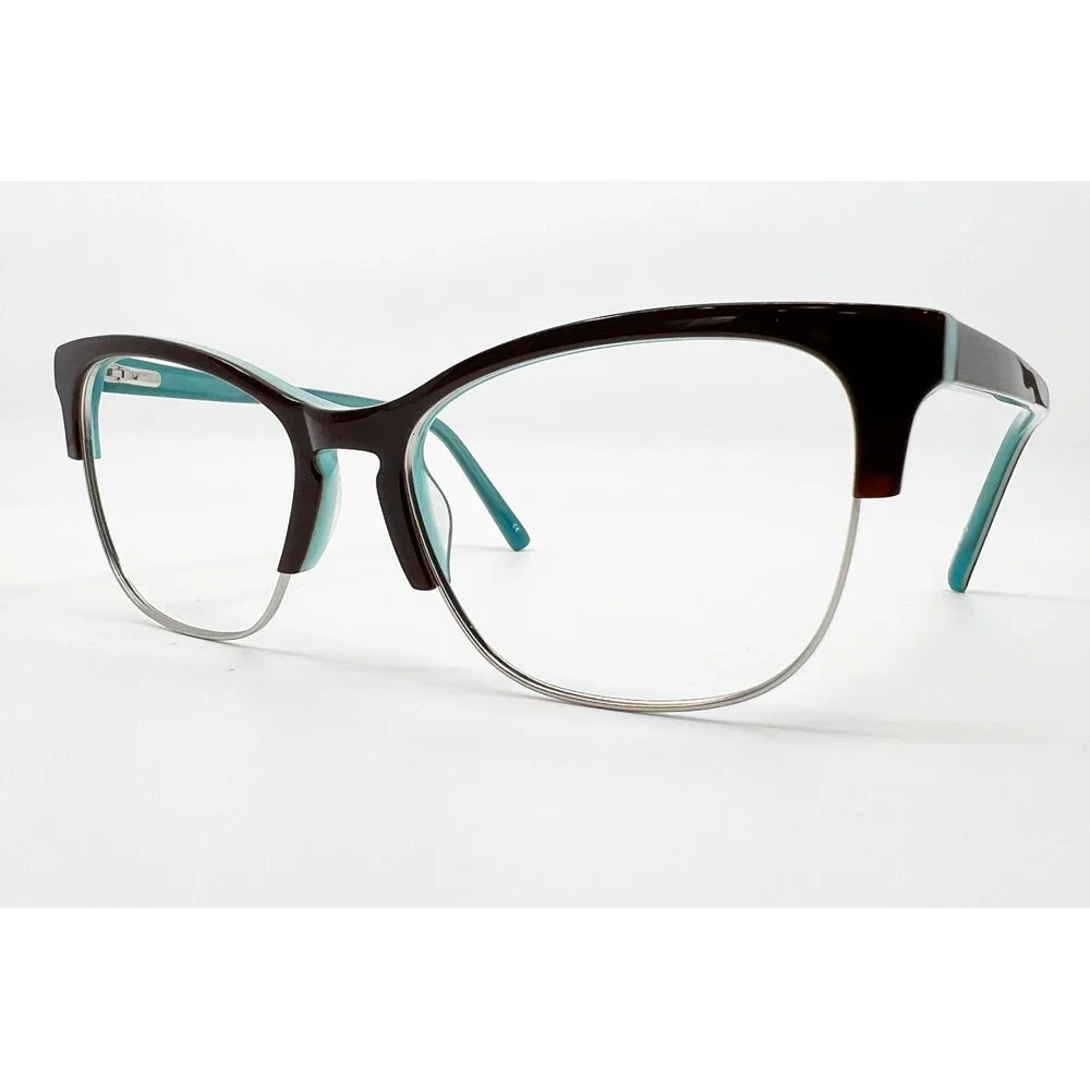 American Angel Eyeglasses Womens Brown Teal Cat Eye AA W1001 52-17-135